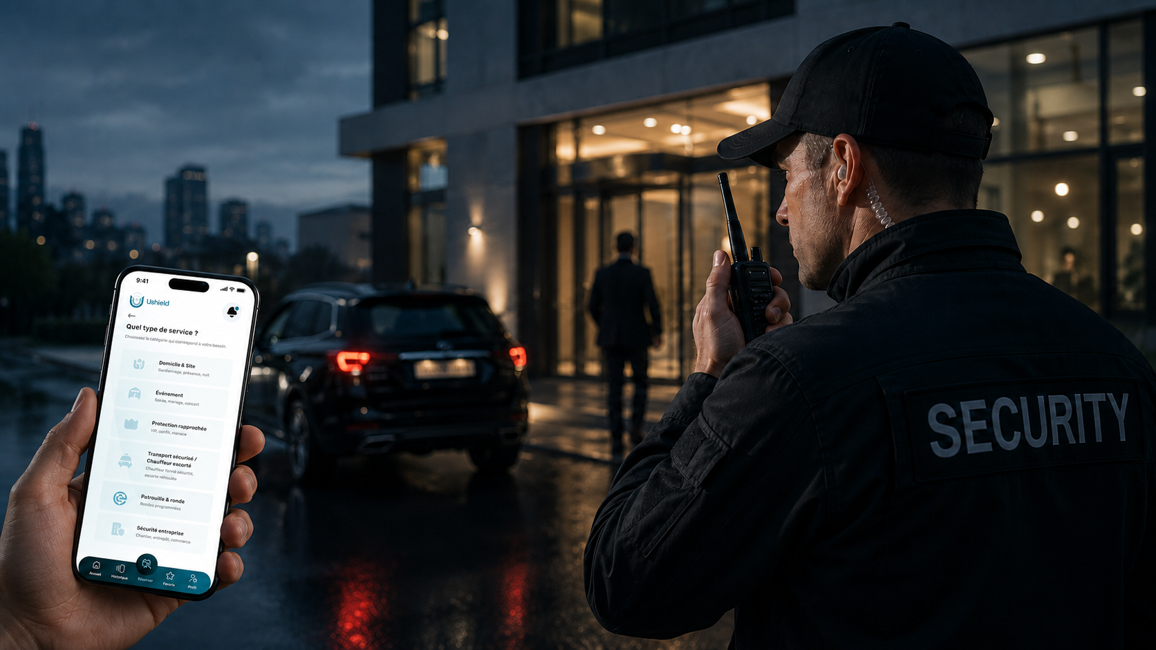 Agent de sécurité UShield en intervention